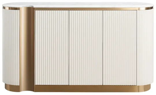 LivinHill Komoda Stilig ST917 158 cm ecru/zlatá/mramor