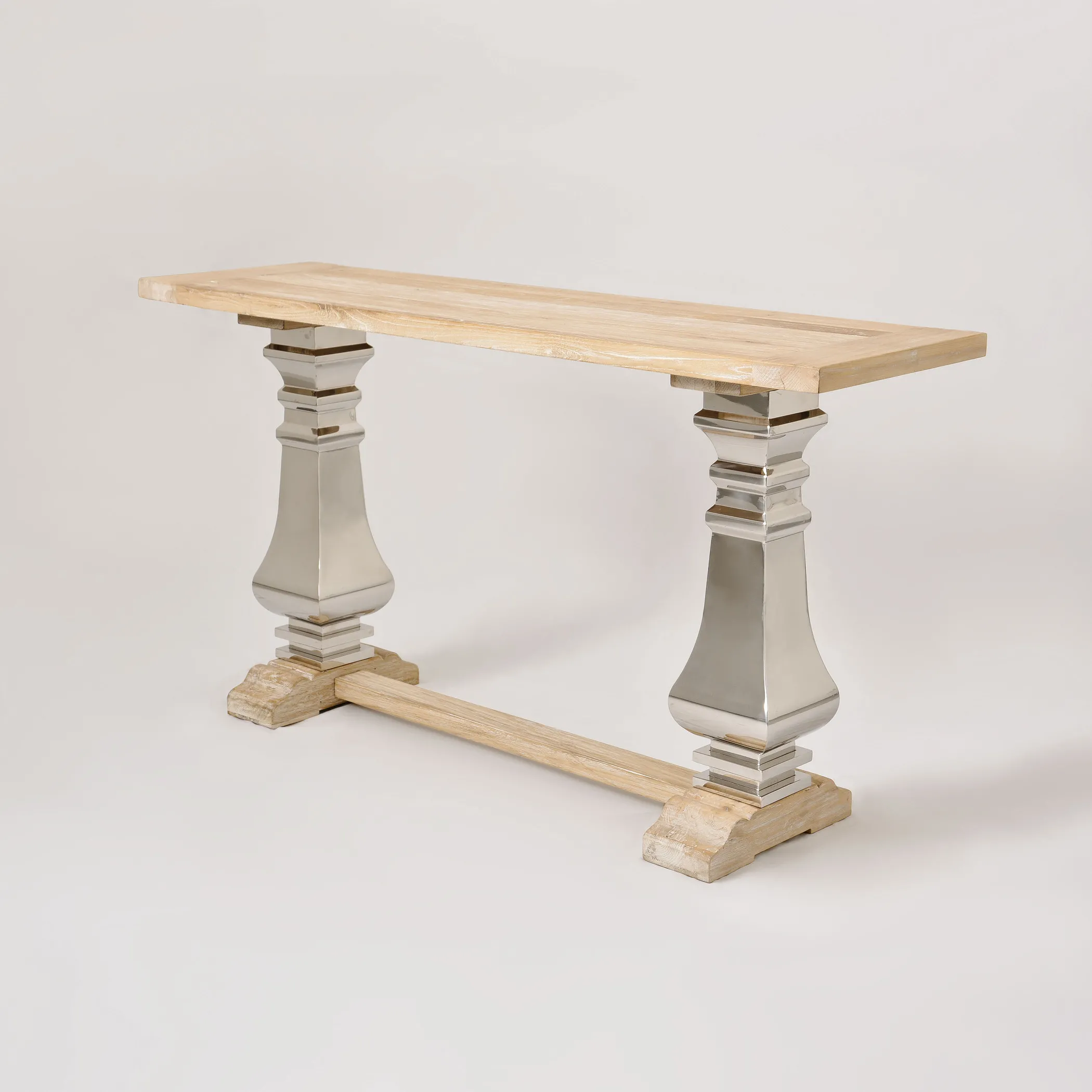 LivinHill Konzolový stolek Glamour 160 cm z masivu hnědý/chrom - Obrázek 2