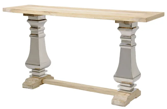 LivinHill Konzolový stolek Glamour 160 cm z masivu hnědý/chrom