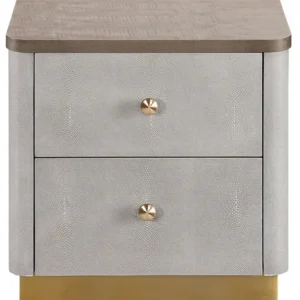 LivinHill Noční stolek Stilig ST891 55 cm ekokůže béžovošedý/zlatý