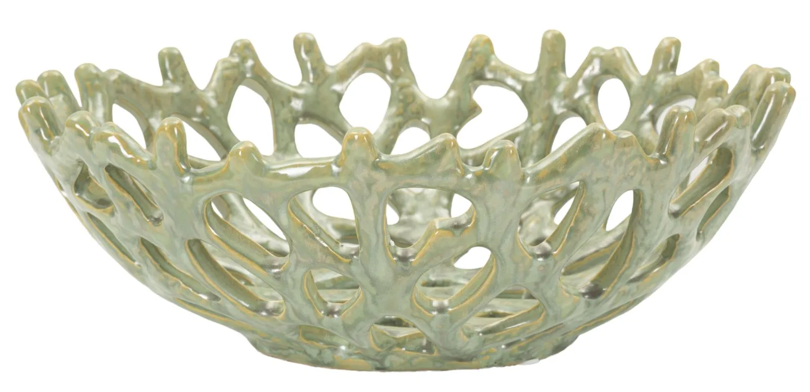 Mauro Ferretti Keramická dekorativní miska Coral 35 cm zelená