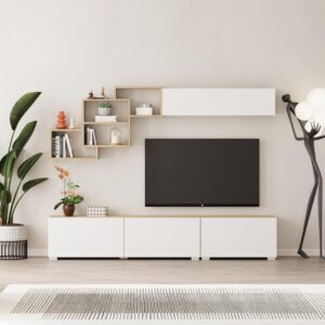 Moderní TV stěna Houseland Free du safírový/bílá
