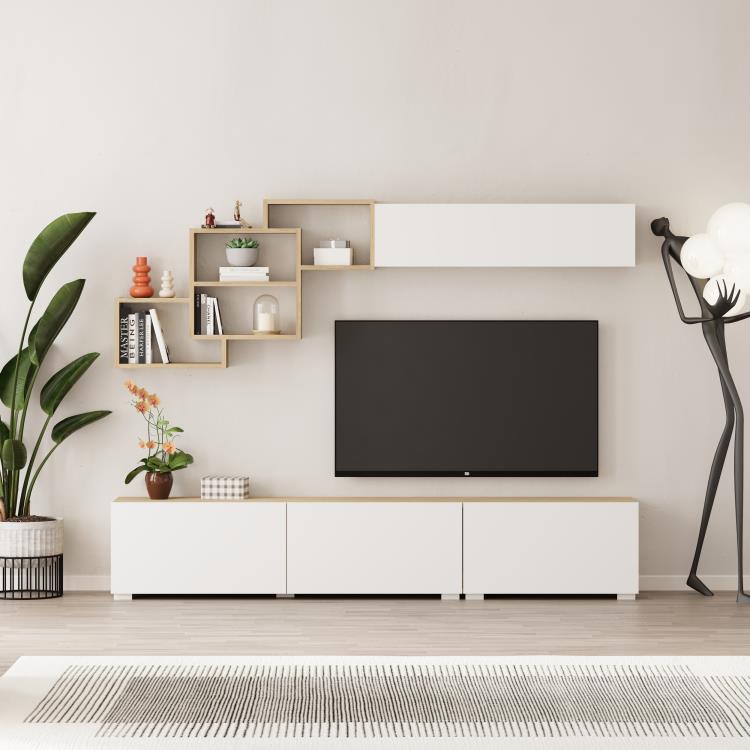 Moderní TV stěna Houseland Free du safírový/bílá