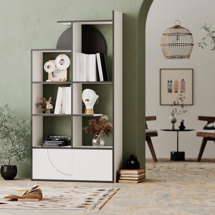 Moderní knihovna Houseland Half bílá/antracitově šedá