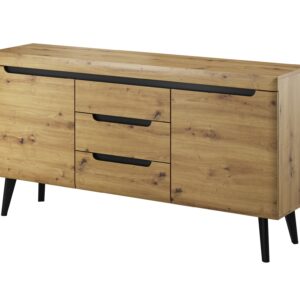Piaski Komoda Nordi 160 cm s šuplíky černá/dub artisan
