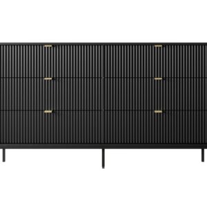 Piaski Komoda Nova 154 cm se zásuvkami černá/černý rám