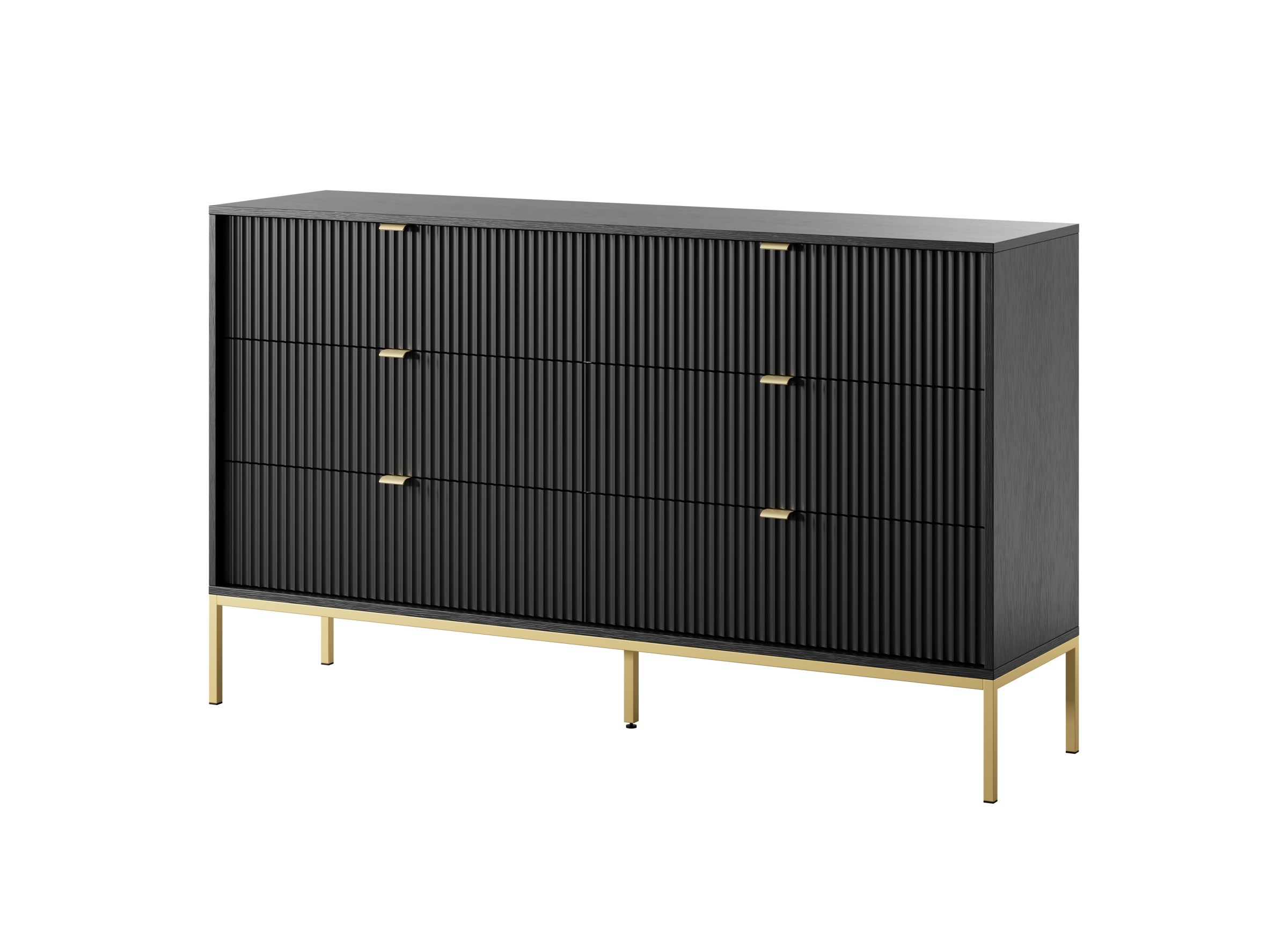 Piaski Komoda Nova 154 cm se zásuvkami černá/zlatá - Obrázek 2