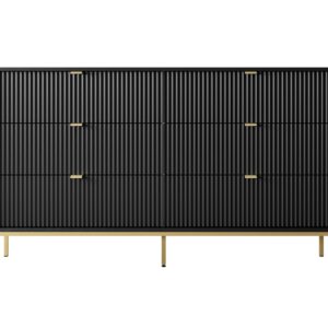 Piaski Komoda Nova 154 cm se zásuvkami černá/zlatá