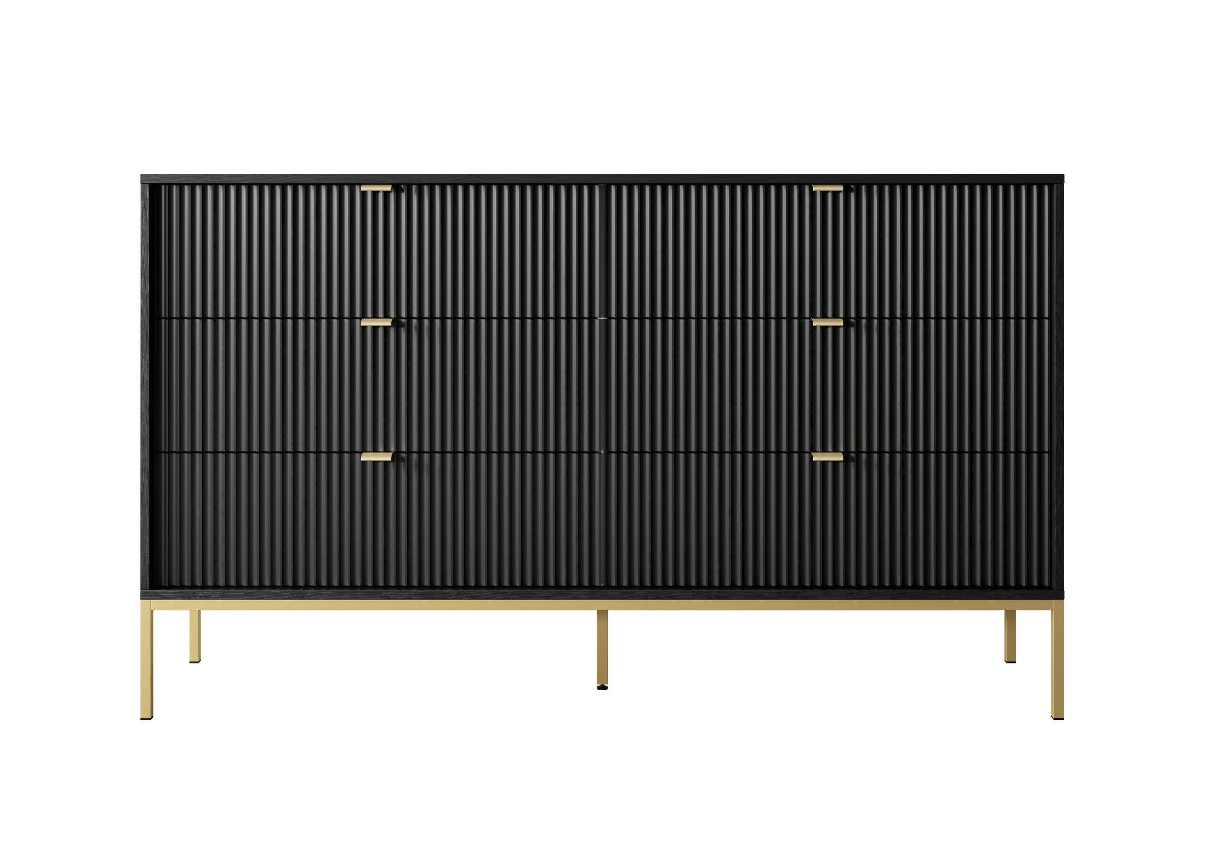 Piaski Komoda Nova 154 cm se zásuvkami černá/zlatá