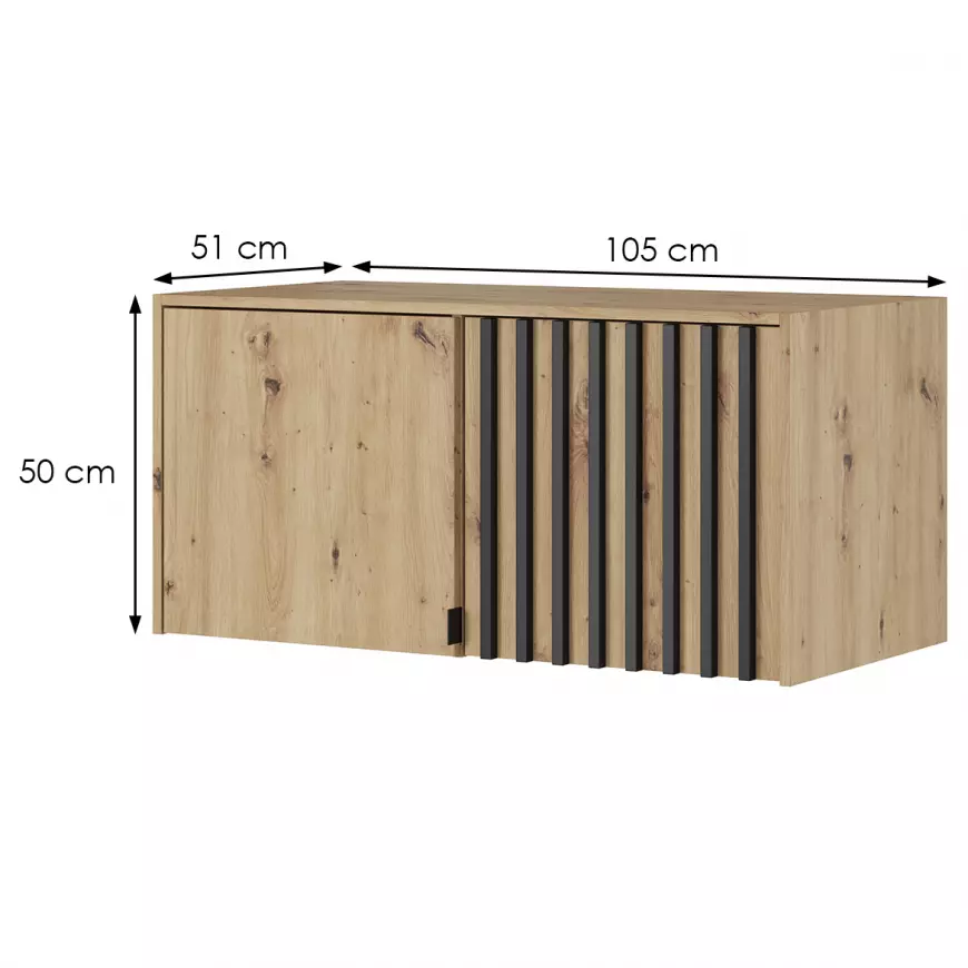 Piaski Nástavec na skříň Nelly 105 cm dub artisan/černý - Obrázek 2