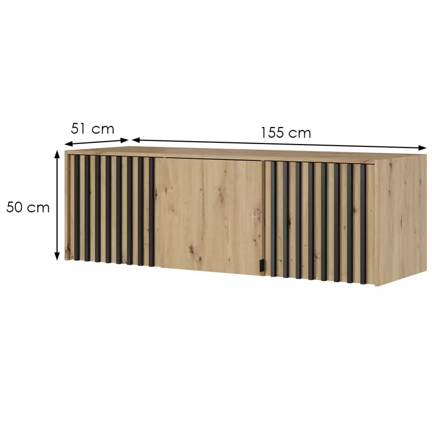 Piaski Nástavec na skříň Nelly 155 cm dub artisan/černý - Obrázek 2