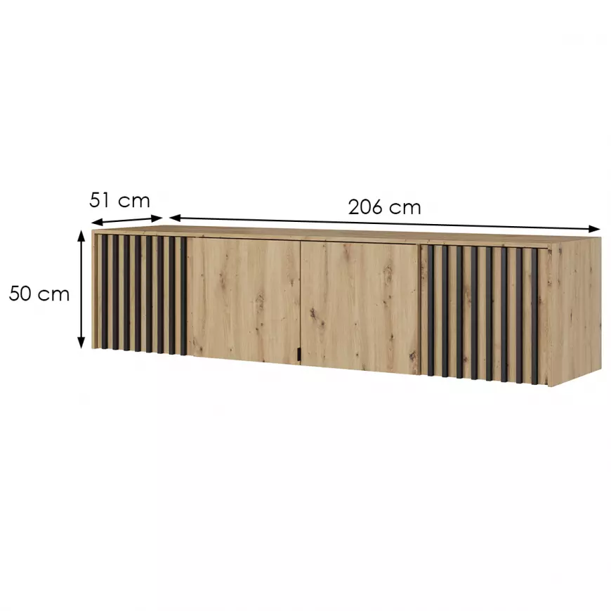 Piaski Nástavec na skříň Nelly 206 cm dub artisan/černý - Obrázek 2