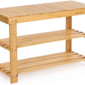 SONGMICS Bambusový botník 3 police přírodní 70x45 cm