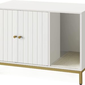 SONGMICS Kočičí toaleta Glenda 80 cm bílá/zlatá