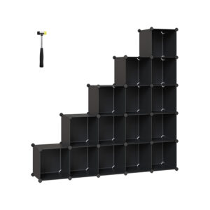SONGMICS Plastový botník variabilní 16 boxů 30 x 30 cm černá