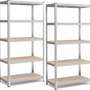 SONGMICS Sada 2 ks dílenských regálů Profa 200 cm stříbrná/hnědá