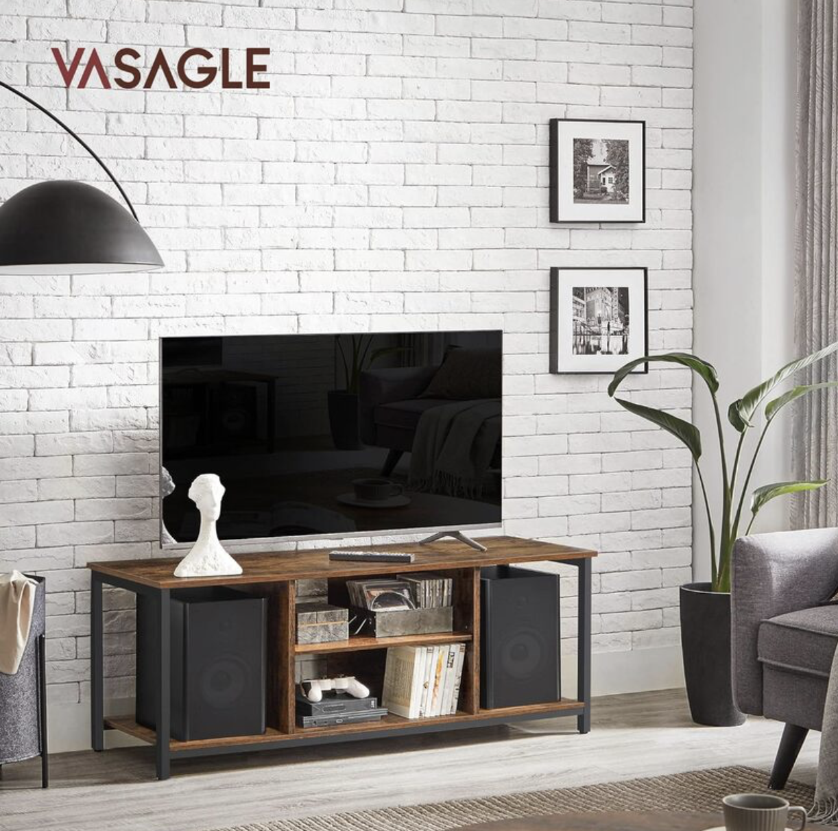 SONGMICS TV stolek Vasagle Pafo hnědý/černý - Obrázek 2