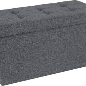 SONGMICS Úložný sedací box čalouněný skládací 76x38 cm tmavě šedý