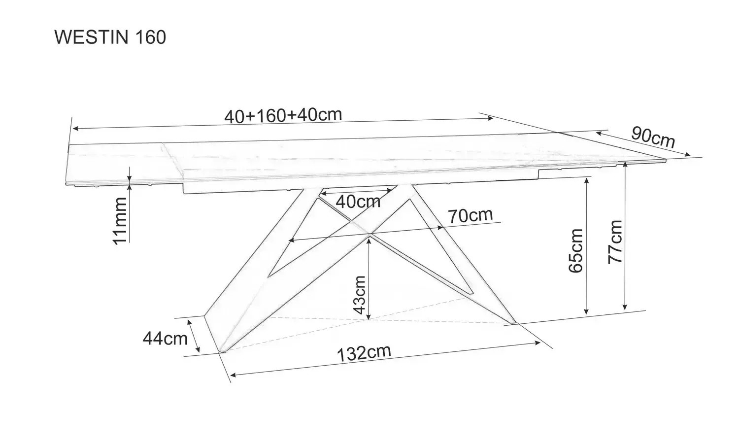 Signal Jídelní rozkládací stůl Westin 160/240 cm keramika černý/tyrkysový - Obrázek 2