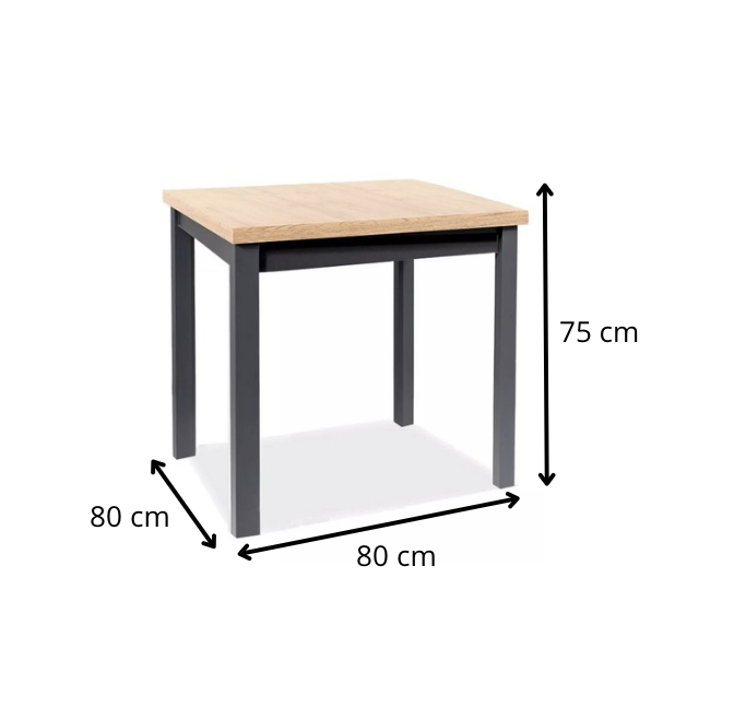 Signal Jídelní stůl Adam 80 cm dub artisan/černý - Obrázek 2