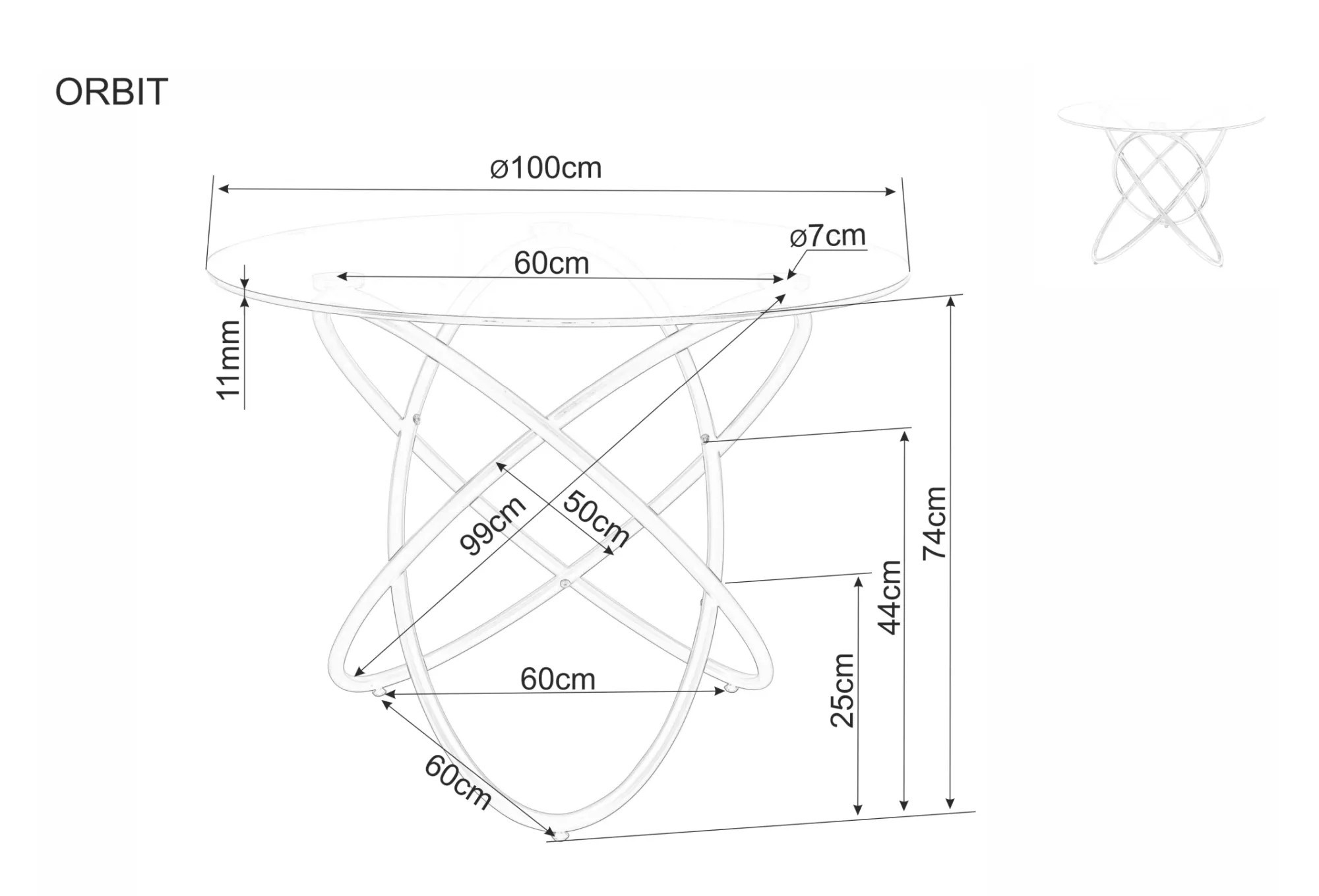 Signal Jídelní stůl Orbit 100 cm čirý/zlatý - Obrázek 2