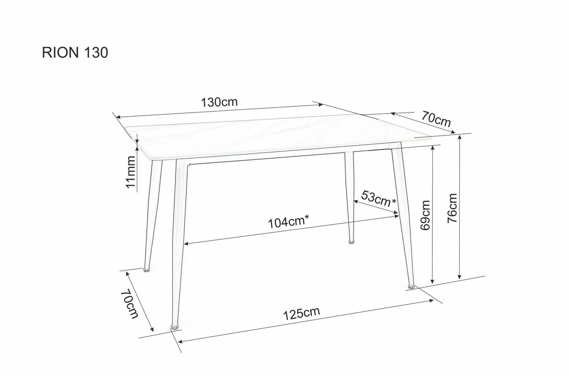 Signal Jídelní stůl Rion 130 cm keramika bílý mramor/černý - Obrázek 2
