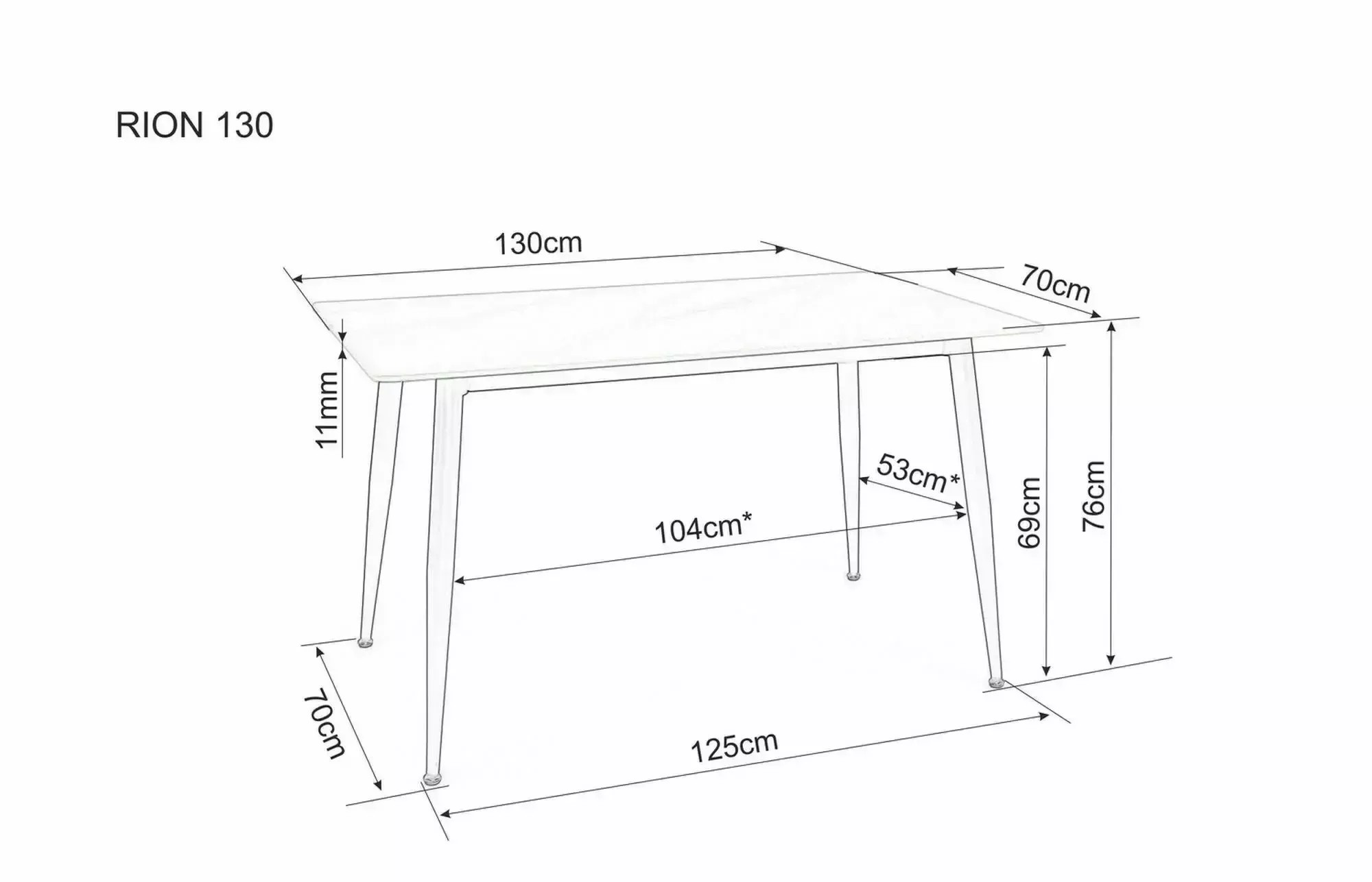 Signal Jídelní stůl Rion 130 cm keramika černý mramor/černý - Obrázek 2