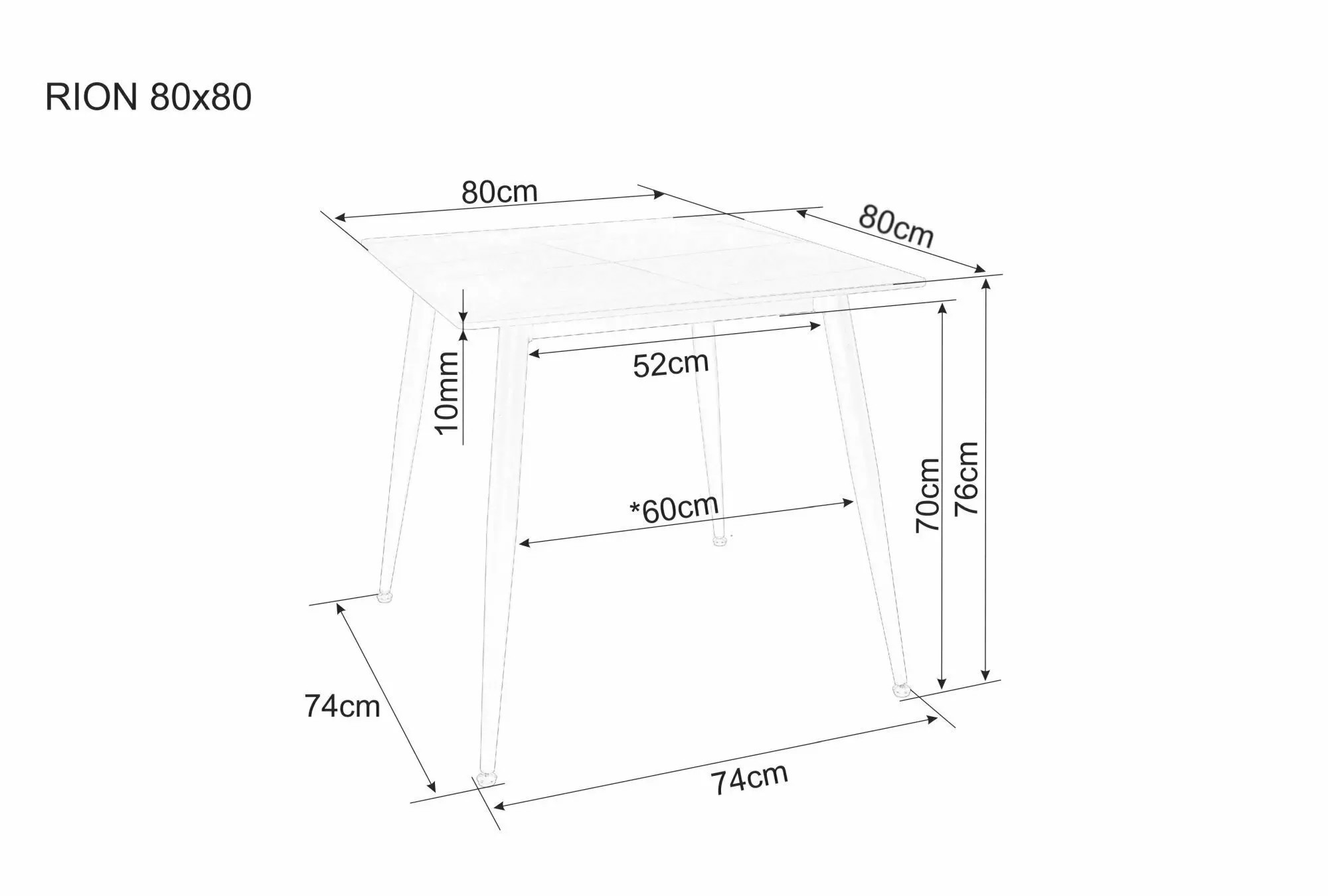 Signal Jídelní stůl Rion 80 cm keramika černý mramor/černý - Obrázek 2