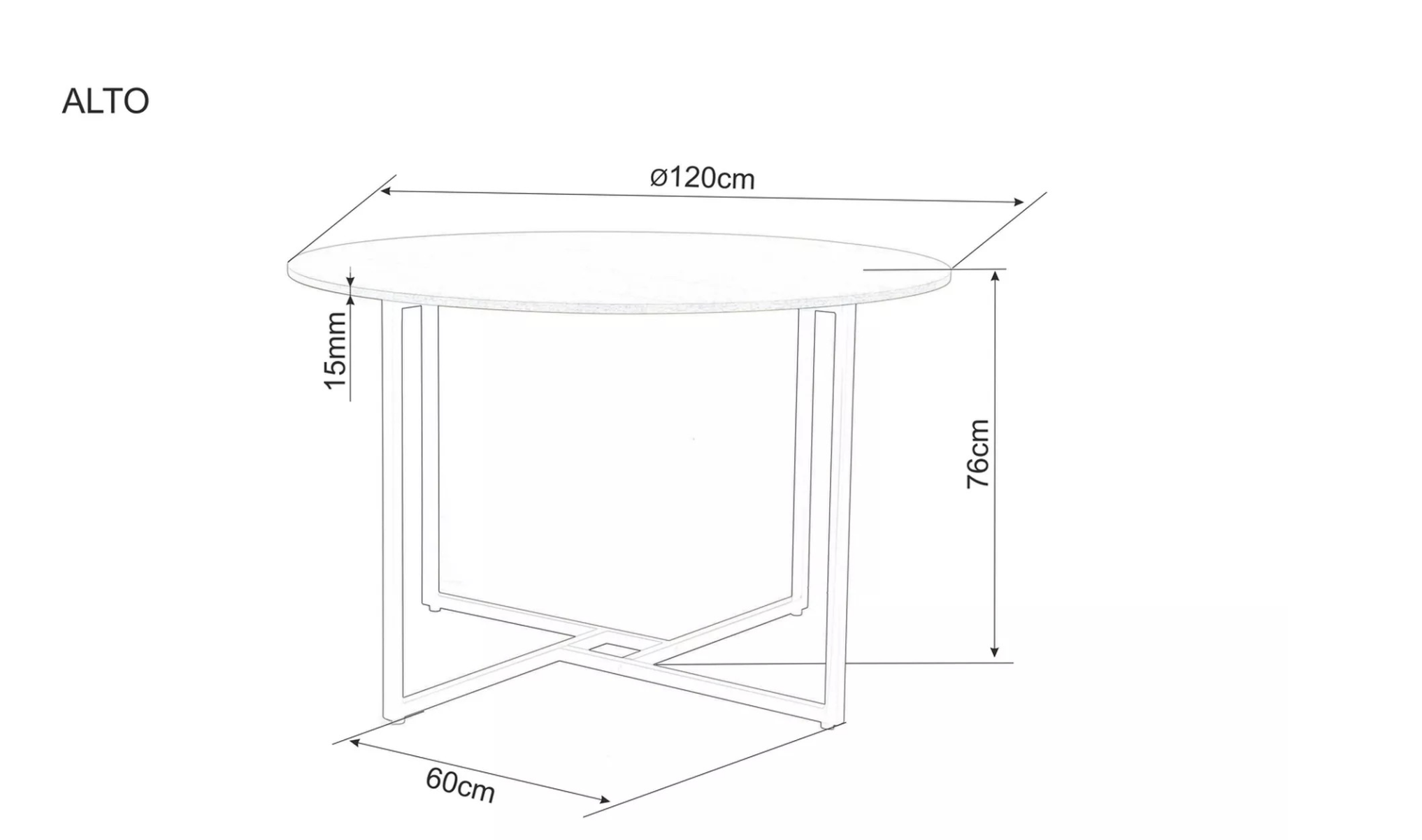 Signal Kulatý jídelní stůl Alto 120 cm dub přírodní/černý - Obrázek 2