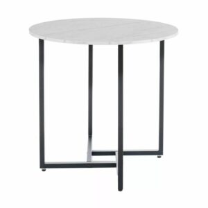 Signal Kulatý jídelní stůl Alto 80 cm bílý mramor/černý