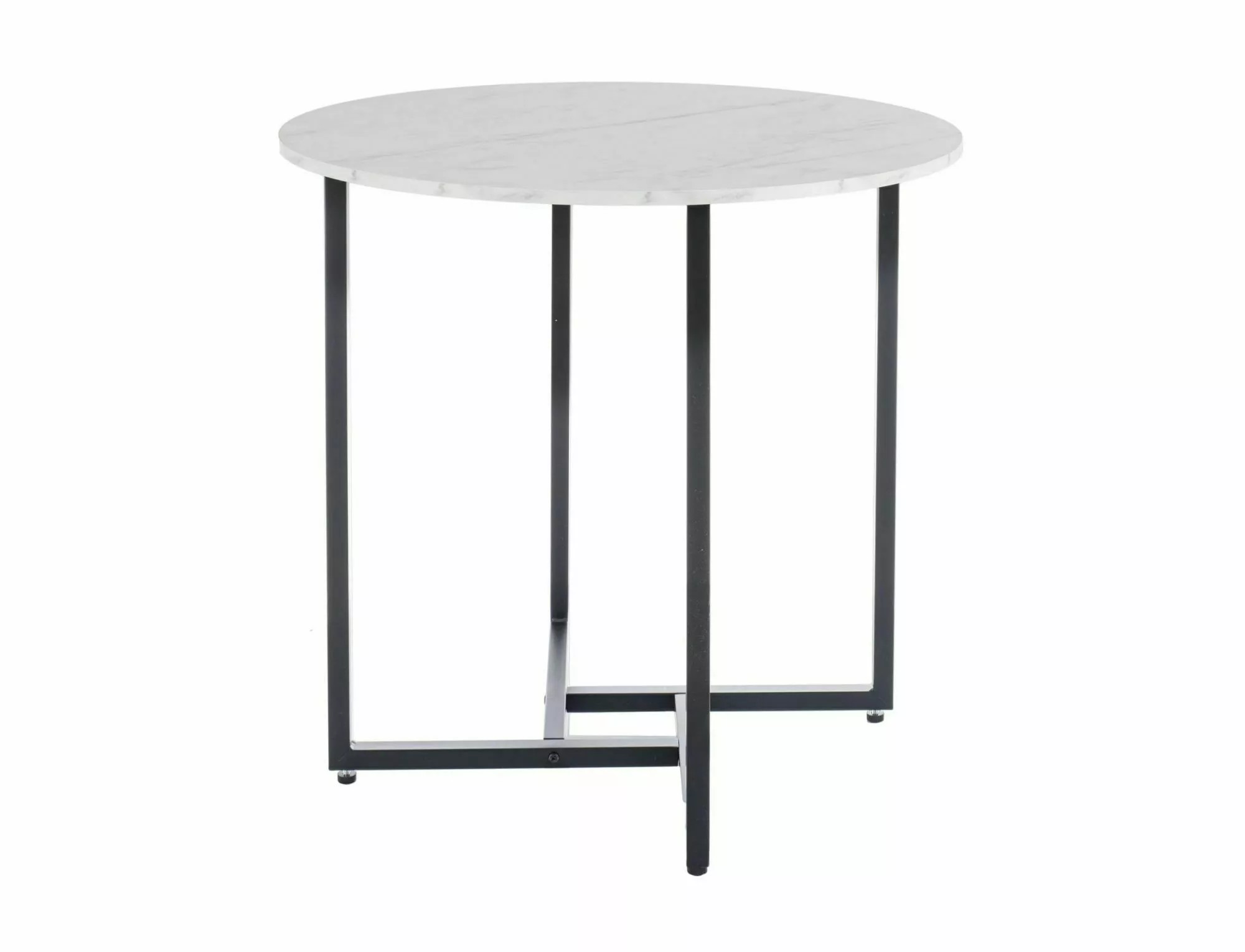 Signal Kulatý jídelní stůl Alto 80 cm bílý mramor/černý