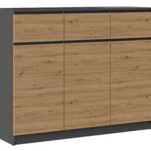 TP Living Komoda Heather 3D3S 120 cm antracit/dub artisan