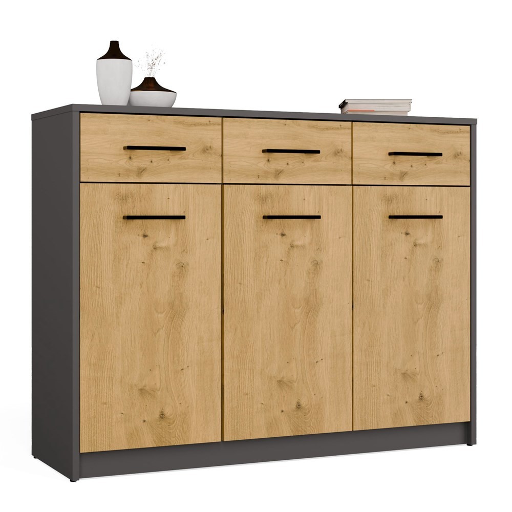 TP Living Komoda SIMPLO 3D3S 109 cm antracitová/dub artisan