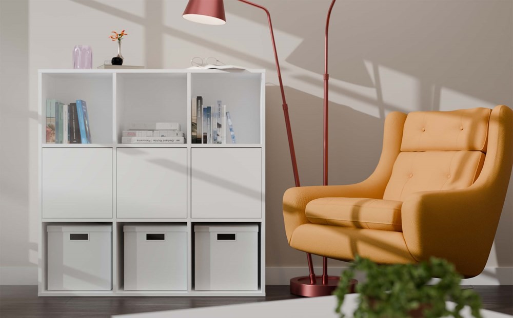 TP Living Regál MALAX 3x3 se 3 dvířky 110 cm bílý - Obrázek 2
