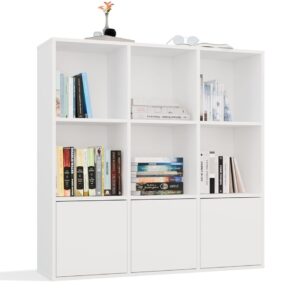 TP Living Regál MALAX 3x3 se 3 dvířky 110 cm bílý