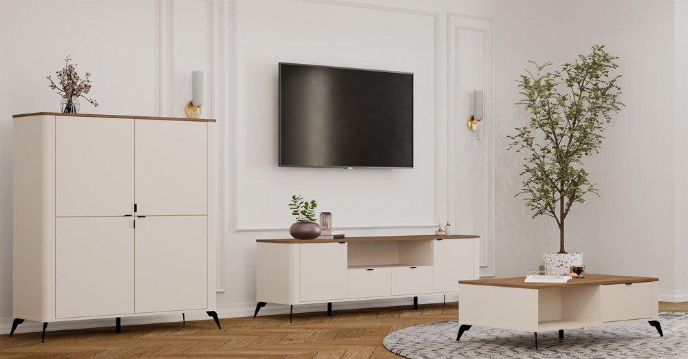TP Living TV stolek CORDOBA 2D2S kašmírový/dub Castello - Obrázek 2