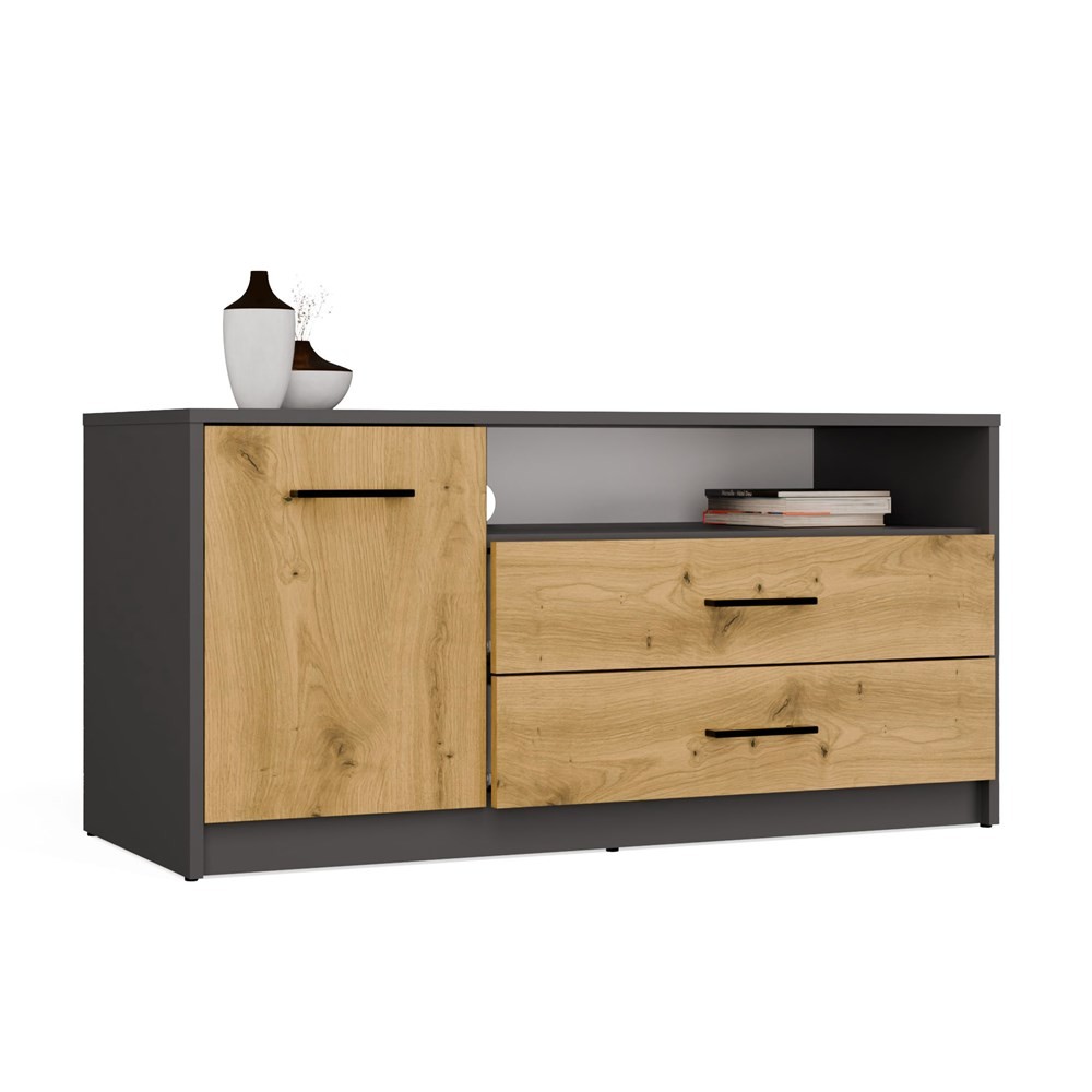 TP Living TV stolek SIMPLO 1D2S 109 cm antracitový/dub artisan