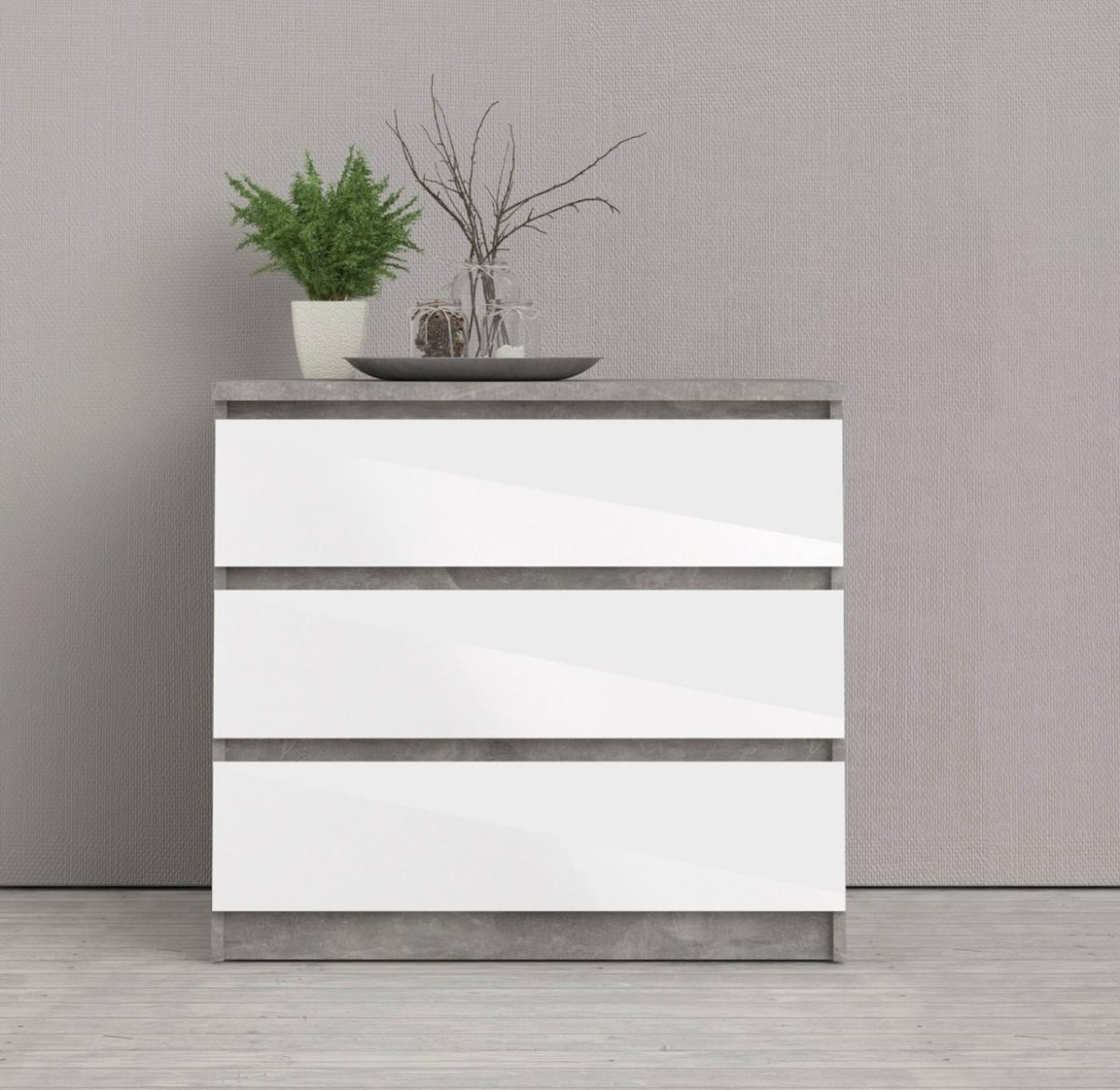 Tvilum Komoda Simplicitous III beton/bílá lesk - Obrázek 2