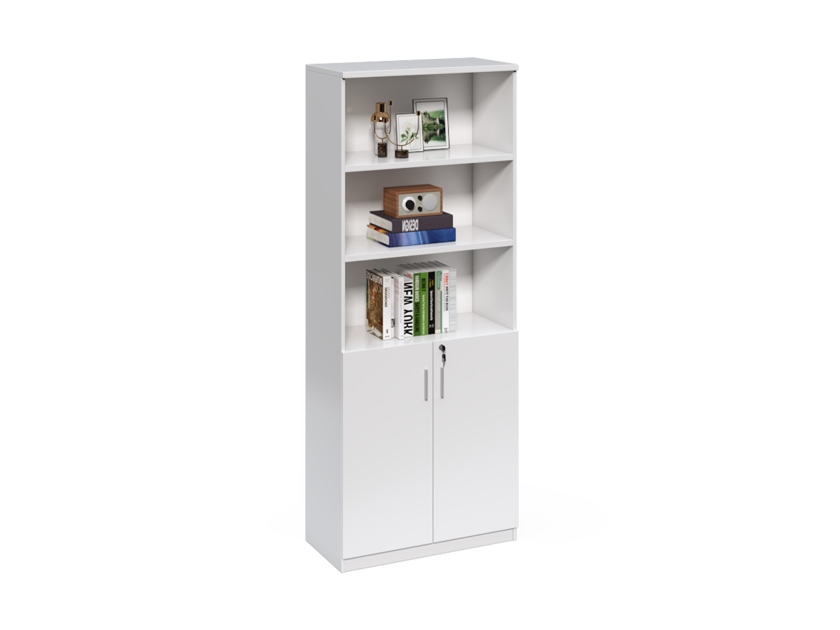Vysoká kancelářská skříň Houseland Prime Neo 01 80 cm bílá
