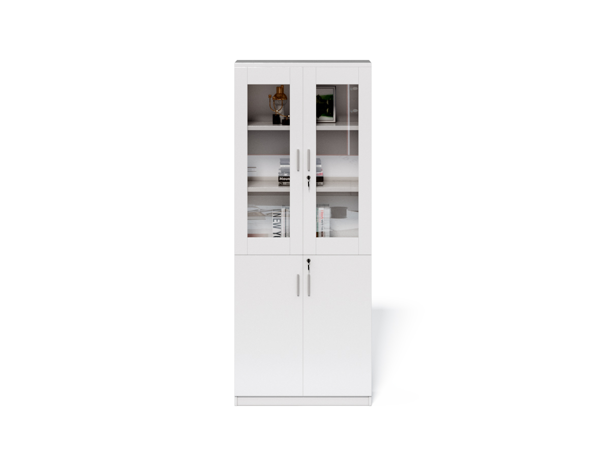 Vysoká kancelářská skříň Houseland Prime Neo 02 80 cm bílá - Obrázek 2