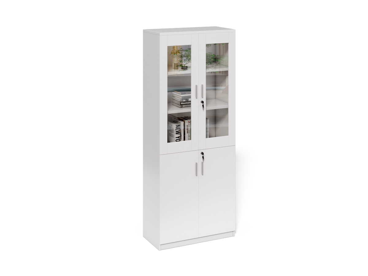 Vysoká kancelářská skříň Houseland Prime Neo 02 80 cm bílá