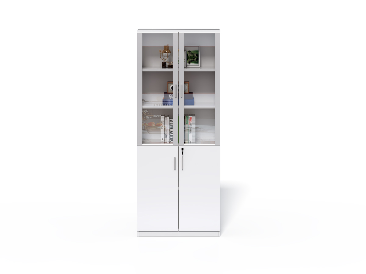 Vysoká kancelářská skříň Houseland Prime Neo 04 80 cm bílá - Obrázek 2