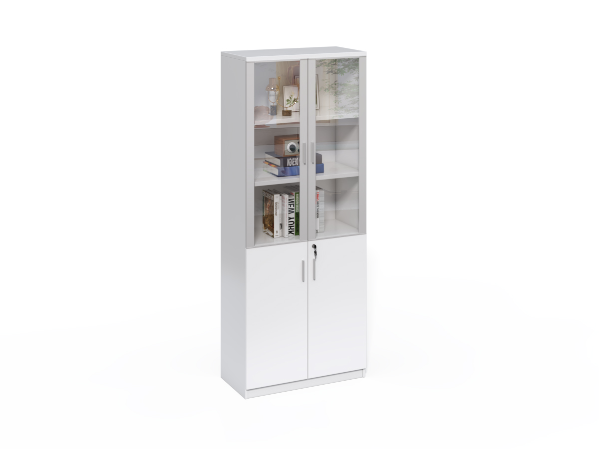 Vysoká kancelářská skříň Houseland Prime Neo 04 80 cm bílá