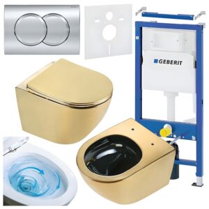 BPS-koupelny Podomítkový modul Geberit DuoFix s WC mísou FW-GL-BL-TR-03 + ovládací tlačítko Delta 01 chrom