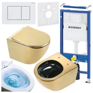 BPS-koupelny Podomítkový modul Geberit DuoFix s WC mísou FW-GL-BL-TR-03 + ovládací tlačítko Delta 30 bílá