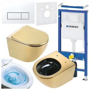 BPS-koupelny Podomítkový modul Geberit DuoFix s WC mísou FW-GL-BL-TR-03 + ovládací tlačítko Delta 50 bílá