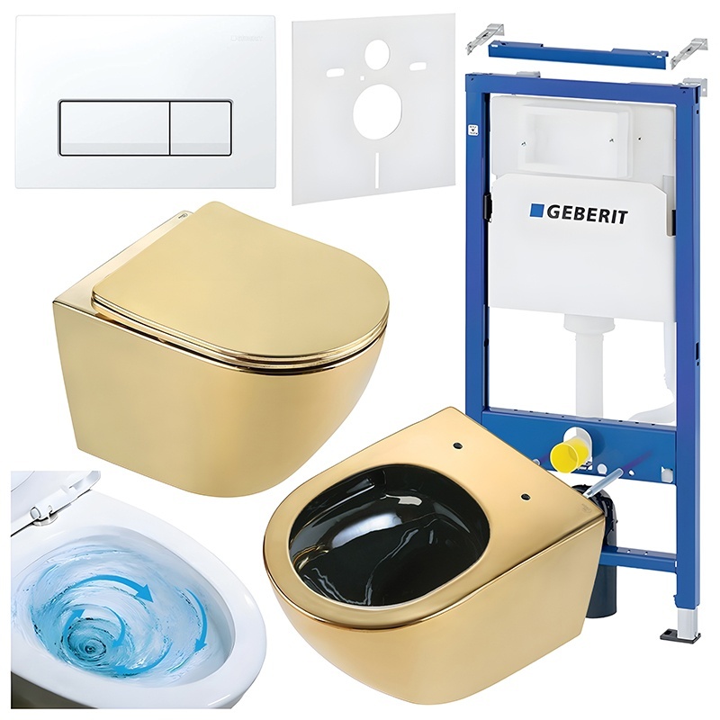 BPS-koupelny Podomítkový modul Geberit DuoFix s WC mísou FW-GL-BL-TR-03 + ovládací tlačítko Delta 50 bílá