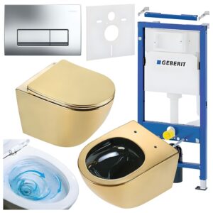 BPS-koupelny Podomítkový modul Geberit DuoFix s WC mísou FW-GL-BL-TR-03 + ovládací tlačítko Delta 50 chrom