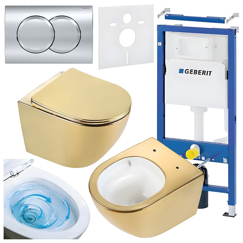 BPS-koupelny Podomítkový modul Geberit DuoFix s WC mísou FW-GL-WH-TR-03 + ovládací tlačítko Delta 01 chrom
