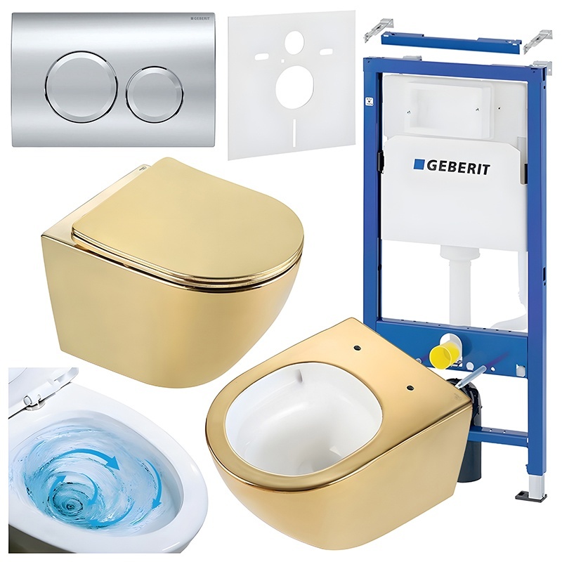 BPS-koupelny Podomítkový modul Geberit DuoFix s WC mísou FW-GL-WH-TR-03 + ovládací tlačítko Delta 20 chrom